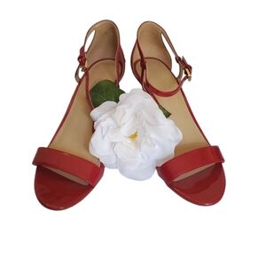 Michael Kors Bright Red Patent Leather Heeled Sandals, Size 8.5 M